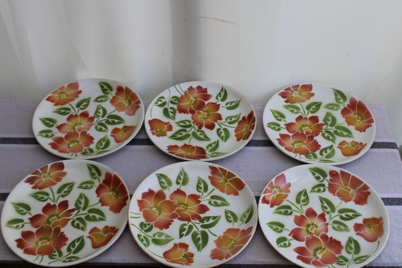 Lot de 6 assiettes plates en céramique