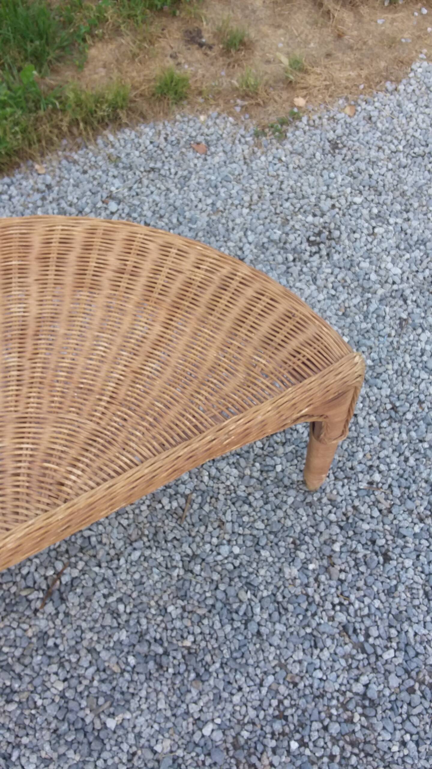 Rattan armchair and rattan coffee table from the 70s