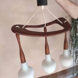 Rispal teak and opaline chandelier from the 50s