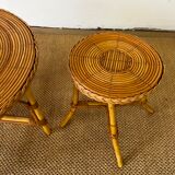 Pair of rattan side tables