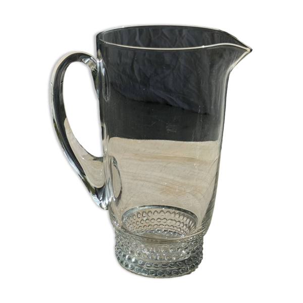 Carafe à anse en verre belle matière pied motifs billes de verre H21