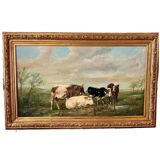 Painting by Henry Schouten cows in the pasture