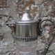 Antique pressed glass and silver-plated jug – Decorative wine pitcher H30 cm