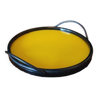 Vintage tray from the 50s, glass and lacquered metal, Durinox AM Oxydor brand