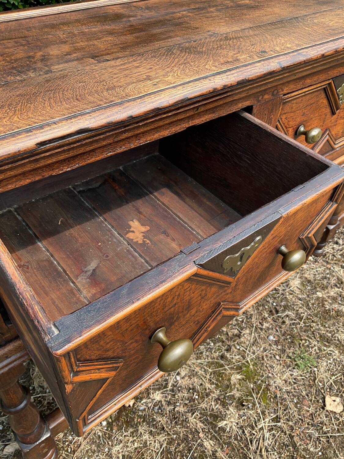 Antique 18th century solid oak Jacobean style sideboard