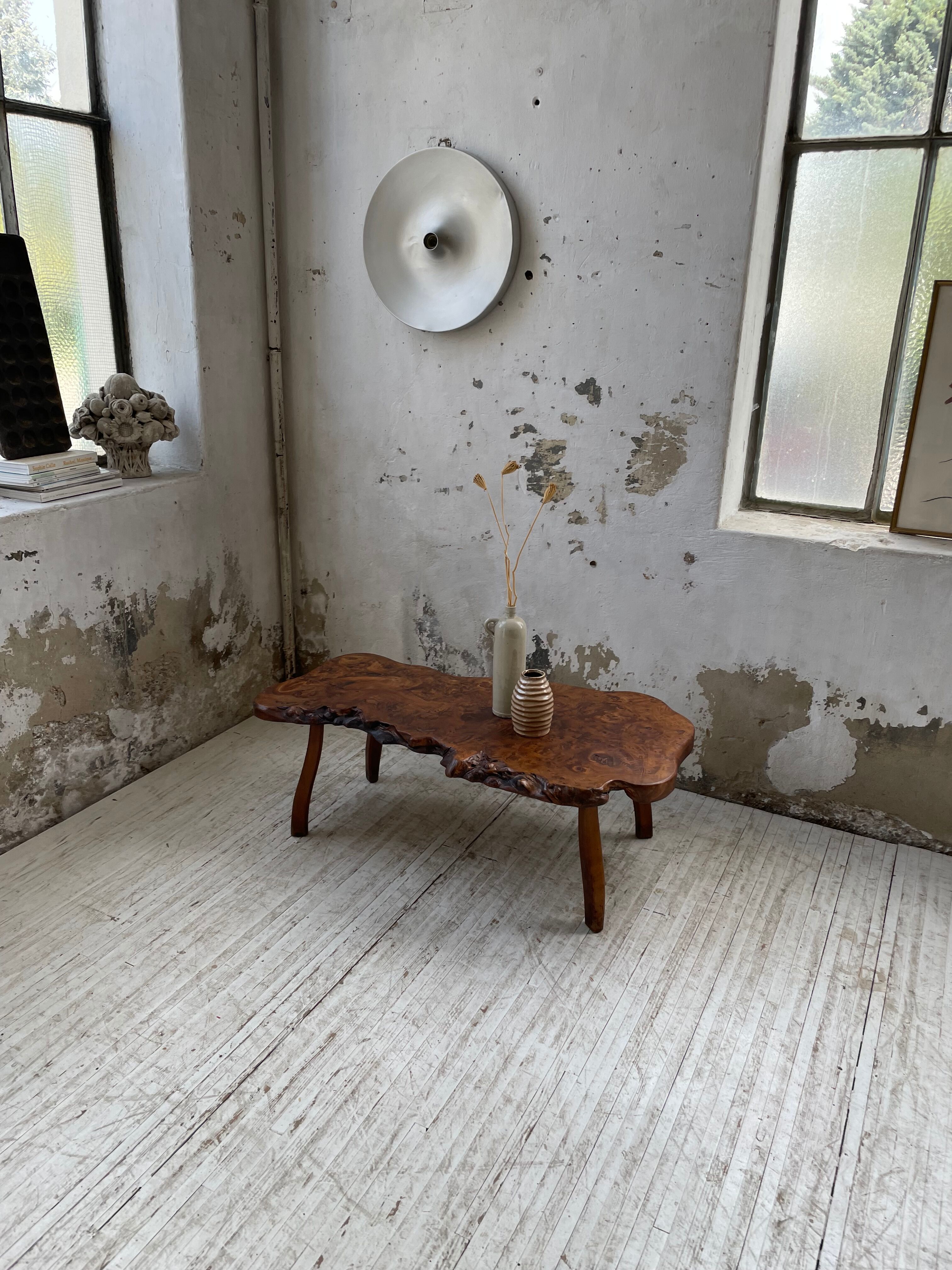 Solid free-form elm coffee table