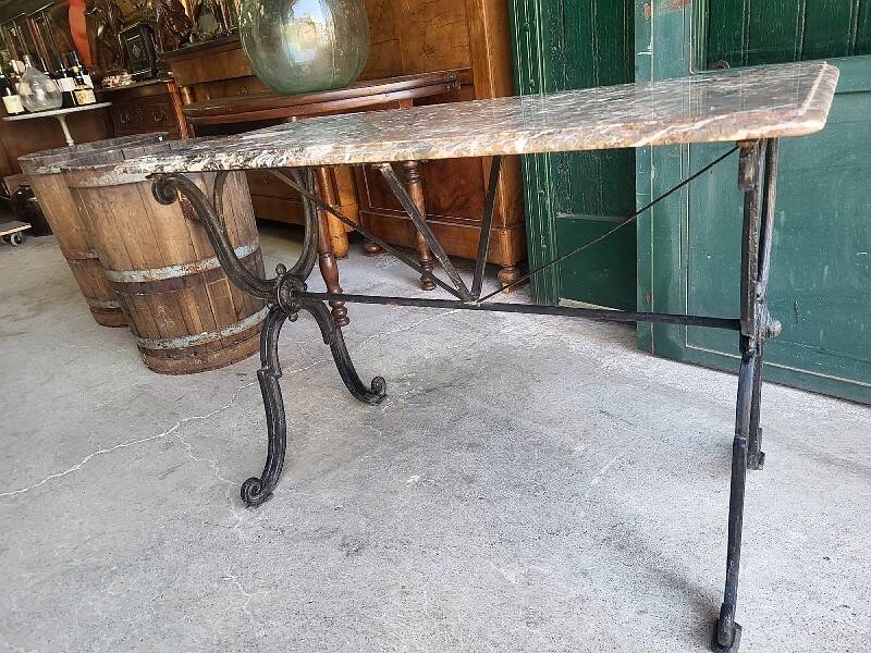 Table de bistrot marbre pied en fonte