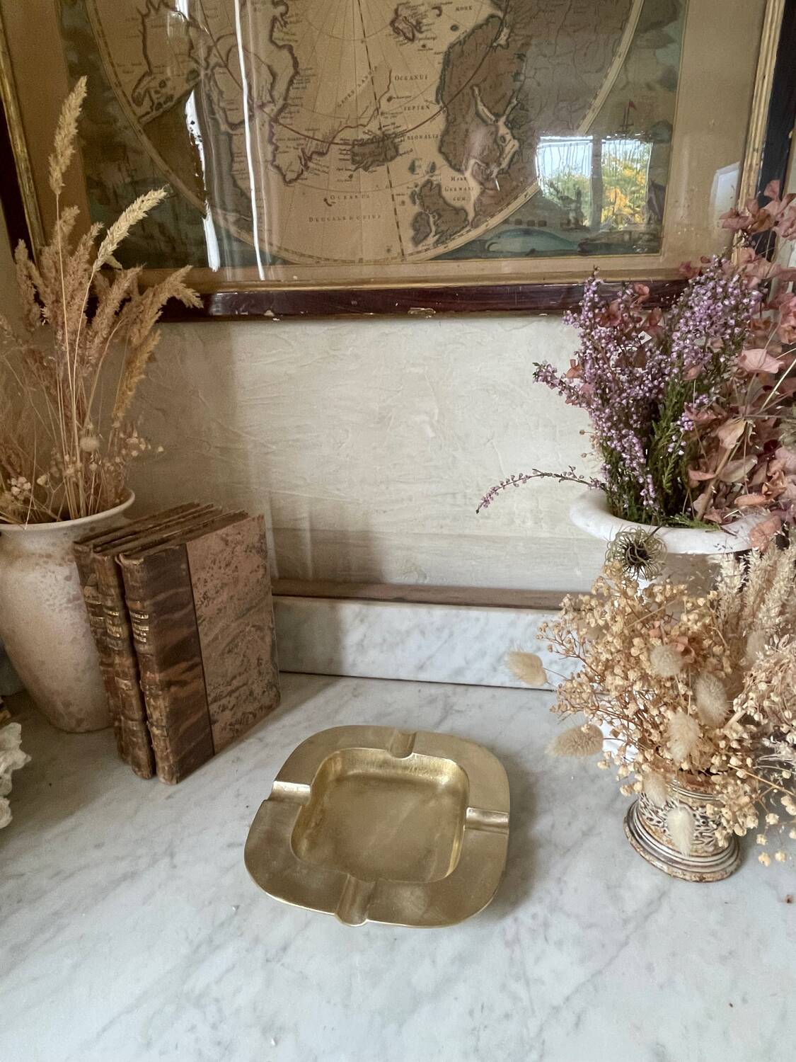 Cendrier carré en laiton vintage