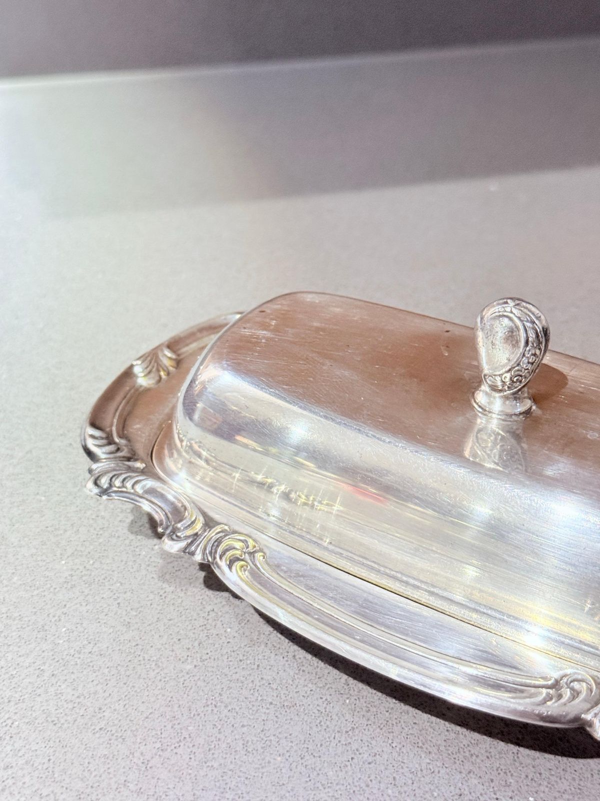 Antique Silver Butter Dish With Crystal Liner & Spoon, Elegant Vintage Tableware