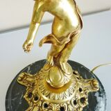 Candelabra, 6-pointed candlestick, marble, bronze, putti decoration, putto