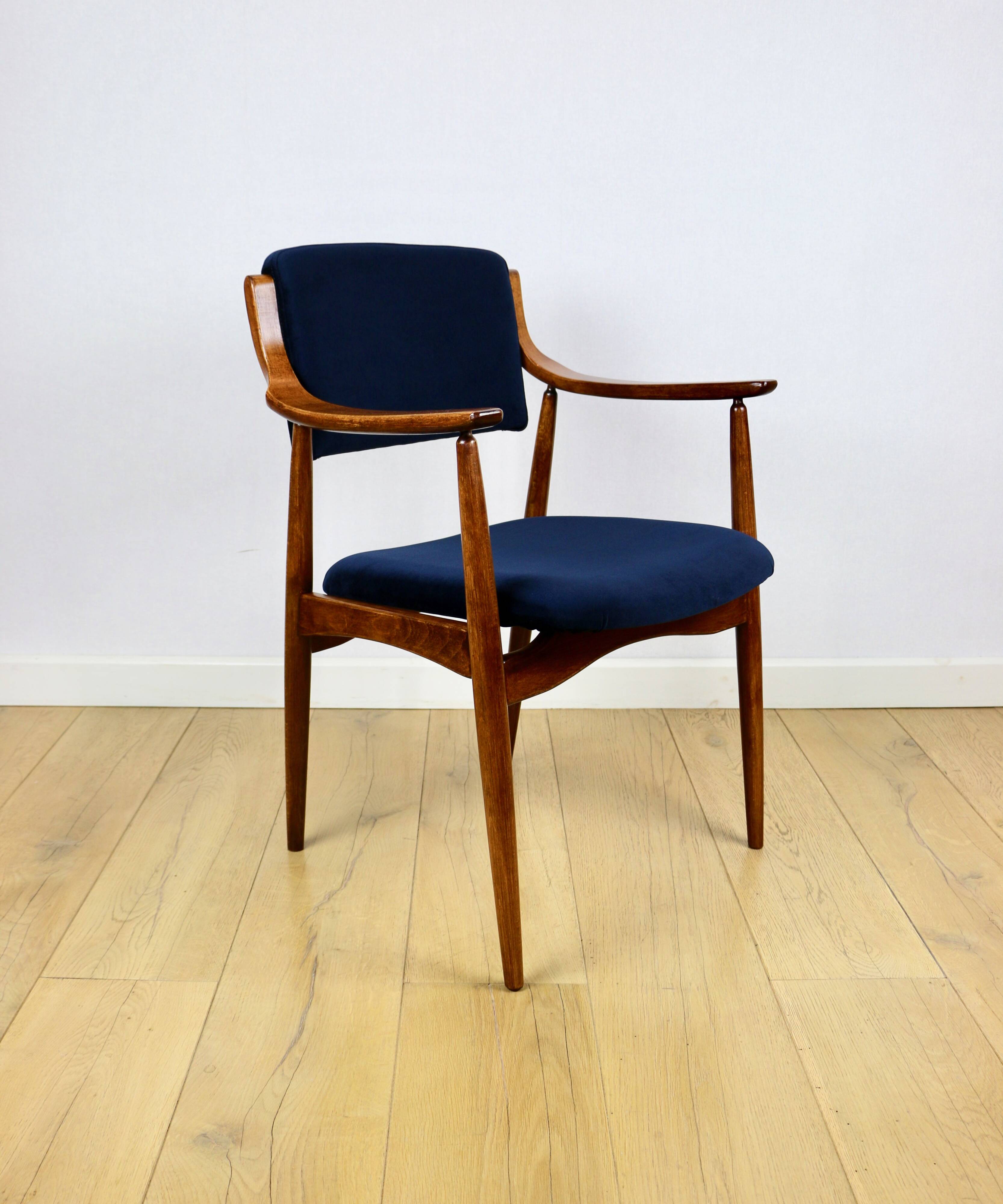 Danish office armchair vintage - navy blue