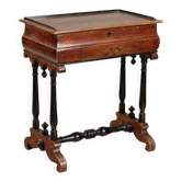 Antique sewing table in painted poplar with walnut effect, Italy, late 19th century.
