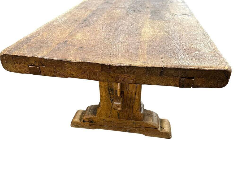 XL vintage brutalist wooden dining table