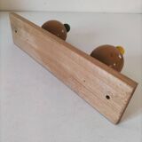 Vintage wooden children's coat rack - smiling heads hooks
