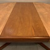 Table scandinave ronde vintage à pied central étoile extensible Baumann