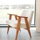 Vintage armchair in natural ecru linen, model 366