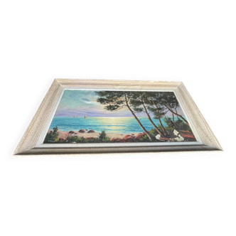 Large oil on canvas marine signed carbu