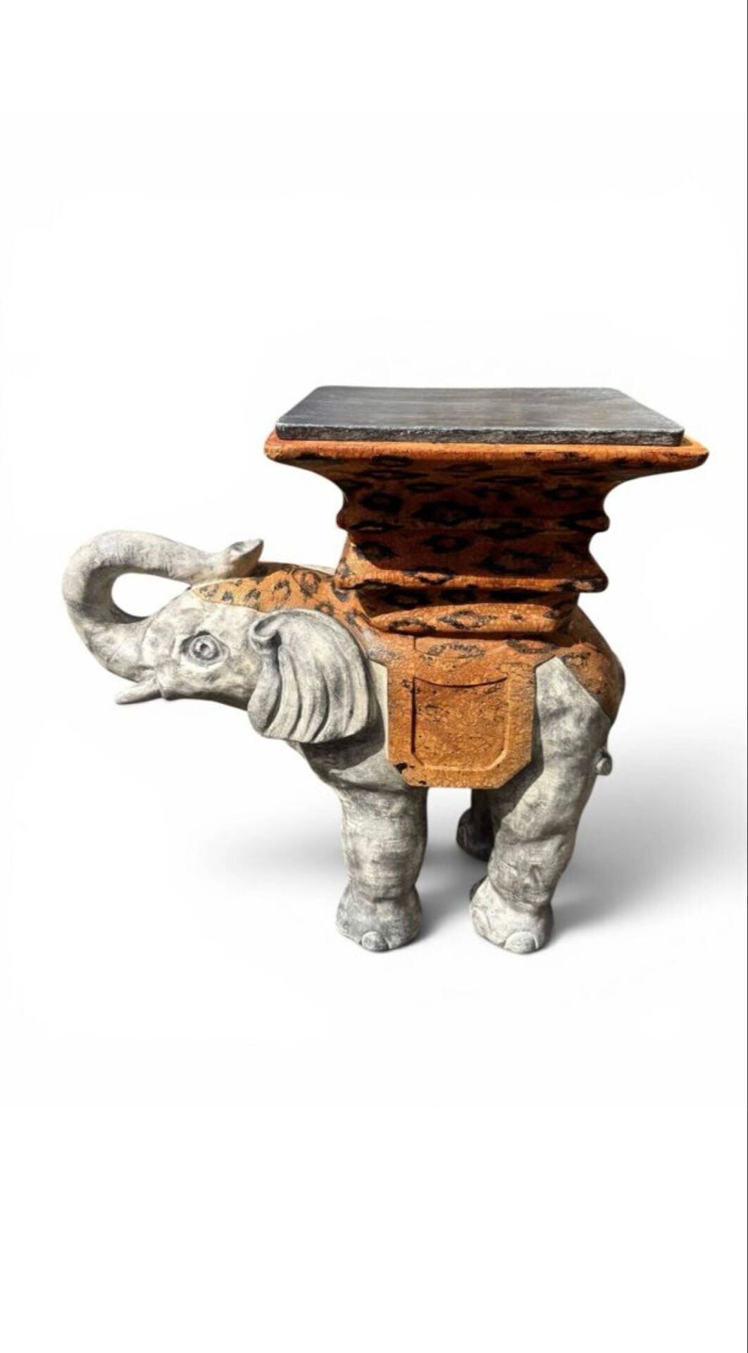 Elephant side table – leopard pattern – Jansen style 1970