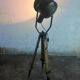 Industrial spotlight floor lamp on tripod PZO STG 4, Poland, 1970s