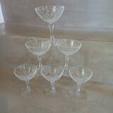 6 antique crystal champagne glasses