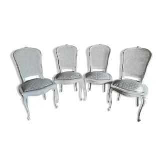 Lot de 4 chaises cannées relookées