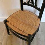 Chaise de nourrice provençale avec assise cannée ancienne