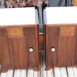 Pair of Vintage 1940 bedside tables with marble.