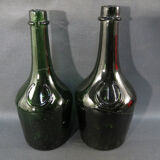 Lot of 2 old bottle of benedictine liqueur in blown glass