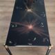 Glass coffee table by Lasco eglomisé and iron/iron gold. signed