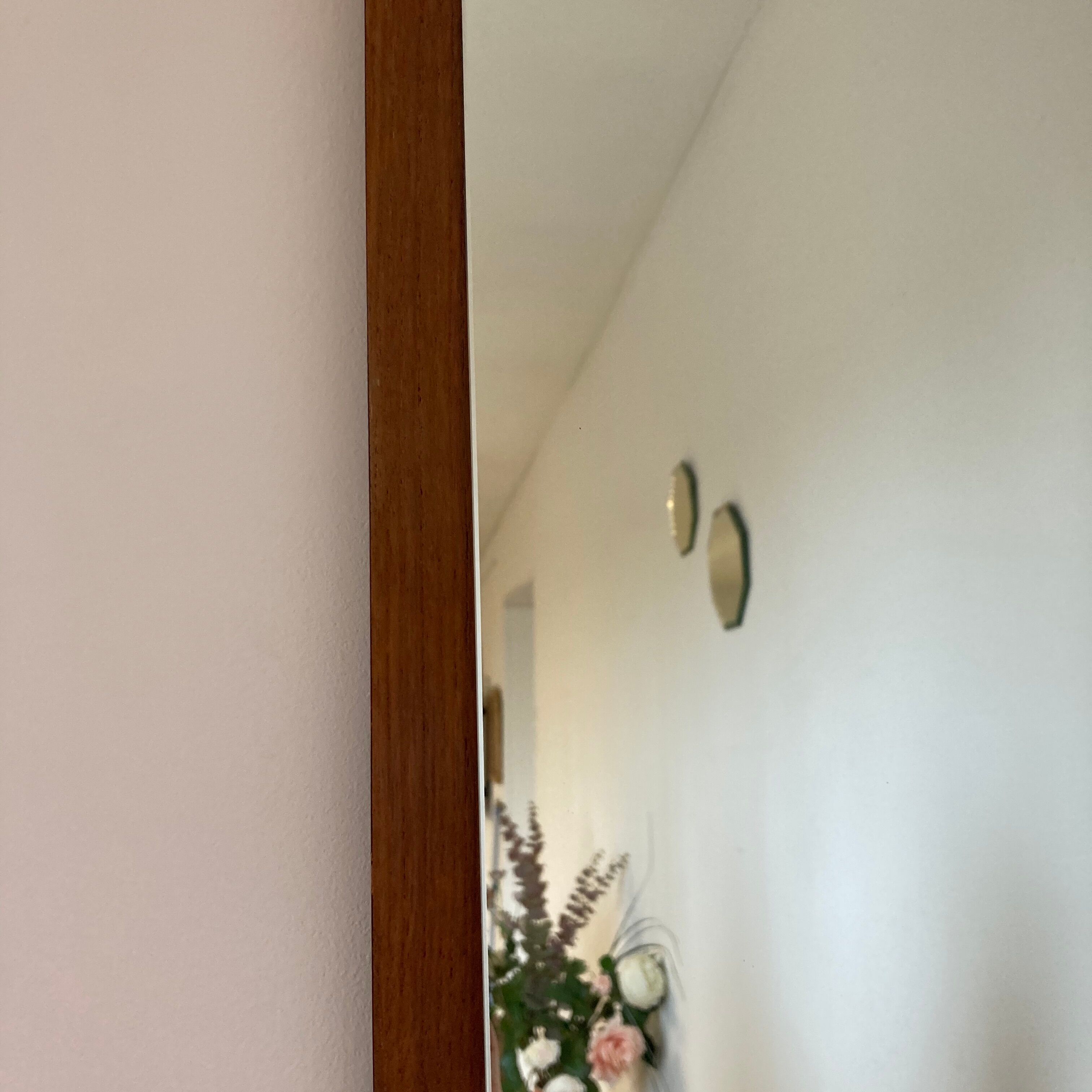 Clean vintage teak mirror - 60x29cm