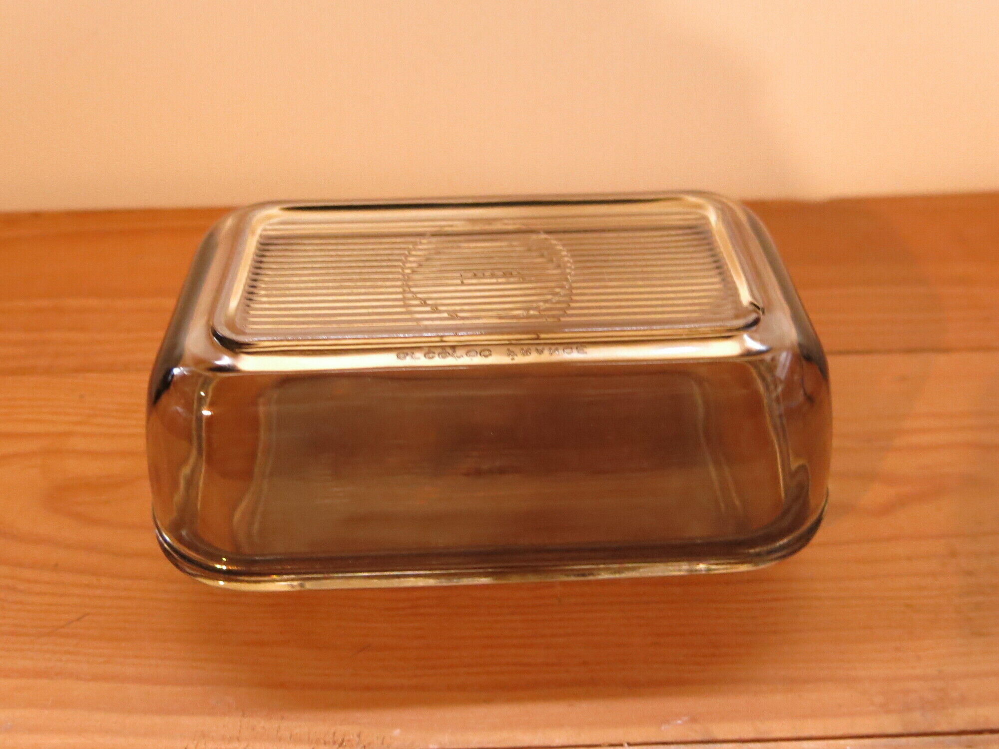 Black amber glass butter dish from lever