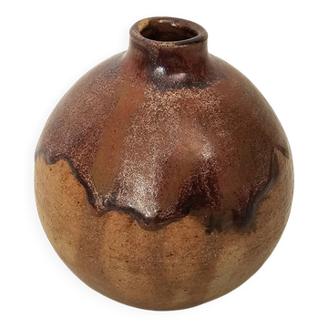 Vase Boule soliflore en céramique émaillée signé JL