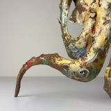 Brutalist metal octopus wall lamp by Salvino Marsura, Italy, 1980s.