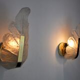 Pair of "leaf" wall lamps by Carl Fagerlund, Murano glass, Germany, 1970