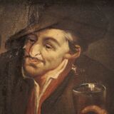 Tableau flamand scène d'intérieur du 18ème siècle
