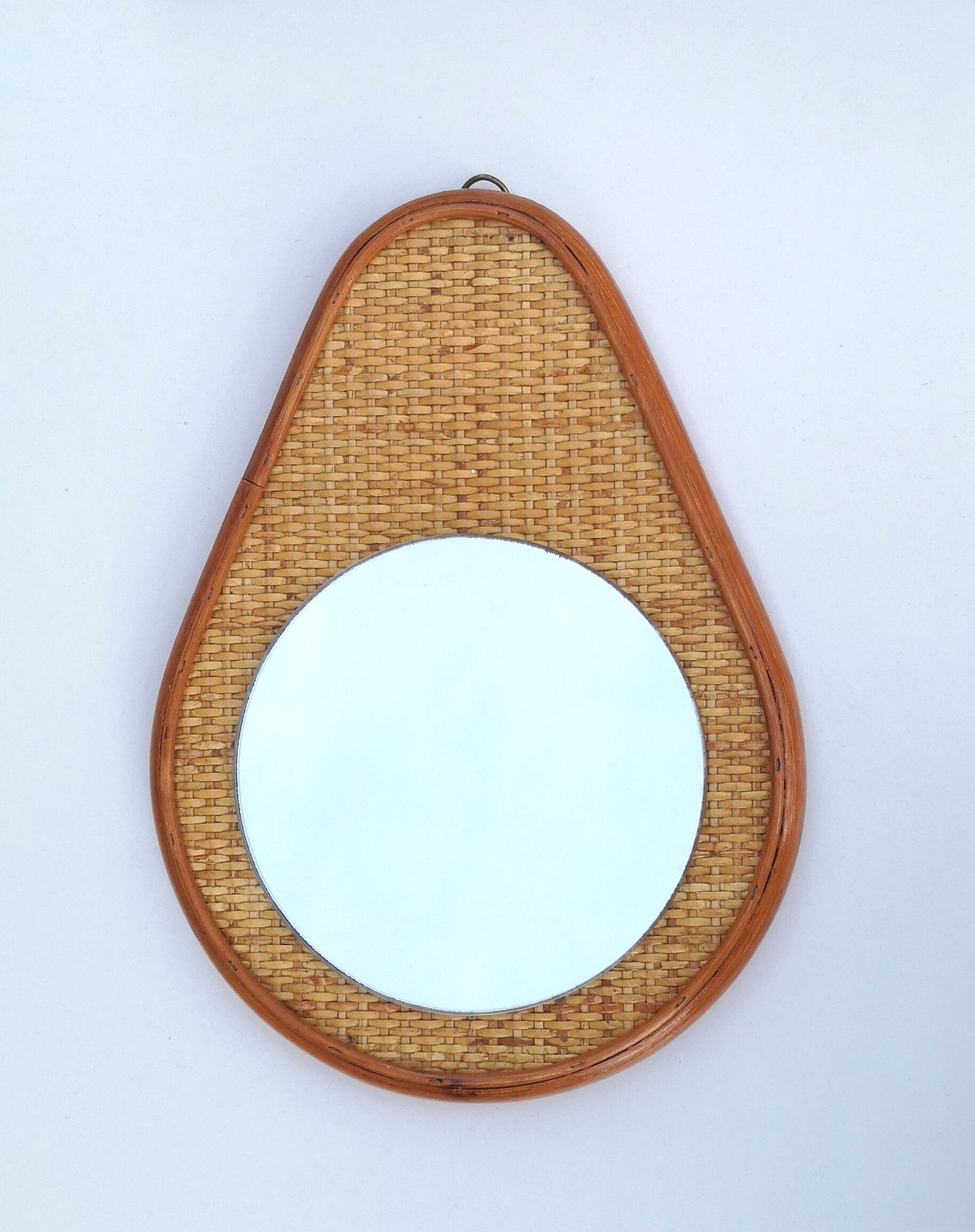 Miroir vintage en rotin, 32,5x24 cm