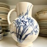 Sarreguemines pitcher, iron earthenware jug, "Narcissus" service
