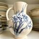 Sarreguemines pitcher, iron earthenware jug, "Narcissus" service