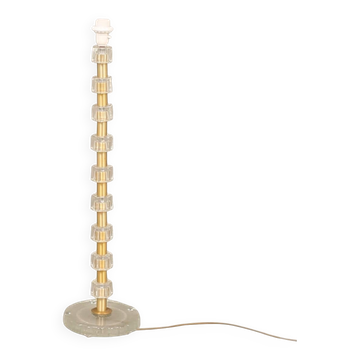 Lampe de Nybro Armaturfabrik Verre moulé clair et laiton Signée Suède 1960