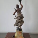 Spelter lamp statuette by Bruchon