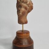 Female head in terracotta, Tanagra – Antique fragment – 4th–2nd century 14.5 cm
