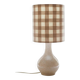 Vintage table lamp, 1950s ceramic base and beige gingham shade.