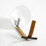 Original Space Age 1960s plywood table lamp with plastic shade by Temde