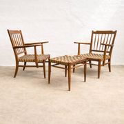 Chairs and table in Hungarian oak from the 1940s, Lajos Kozma.