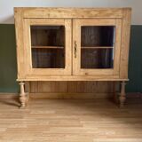 Antique display cabinet in solid pine