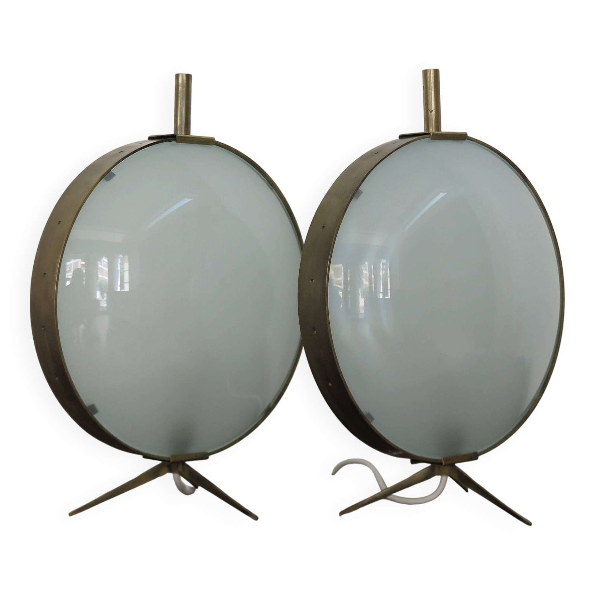 French Metal Glass table lamps 1950s