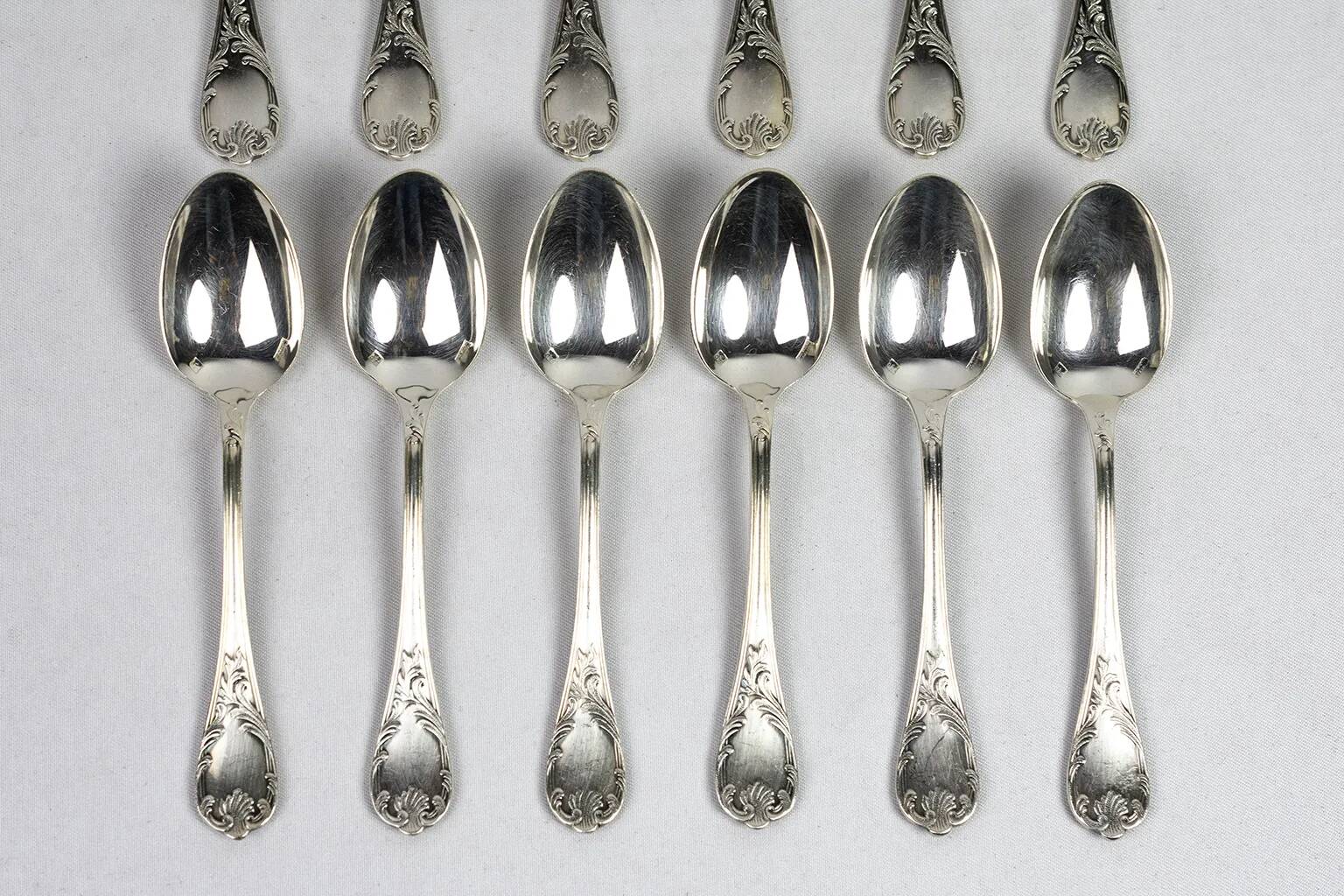 Christofle — 12 “Marly” silver-plated teaspoons, in their case