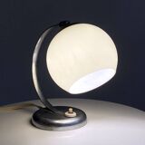 Art Deco chrome and beige opaline table lamp