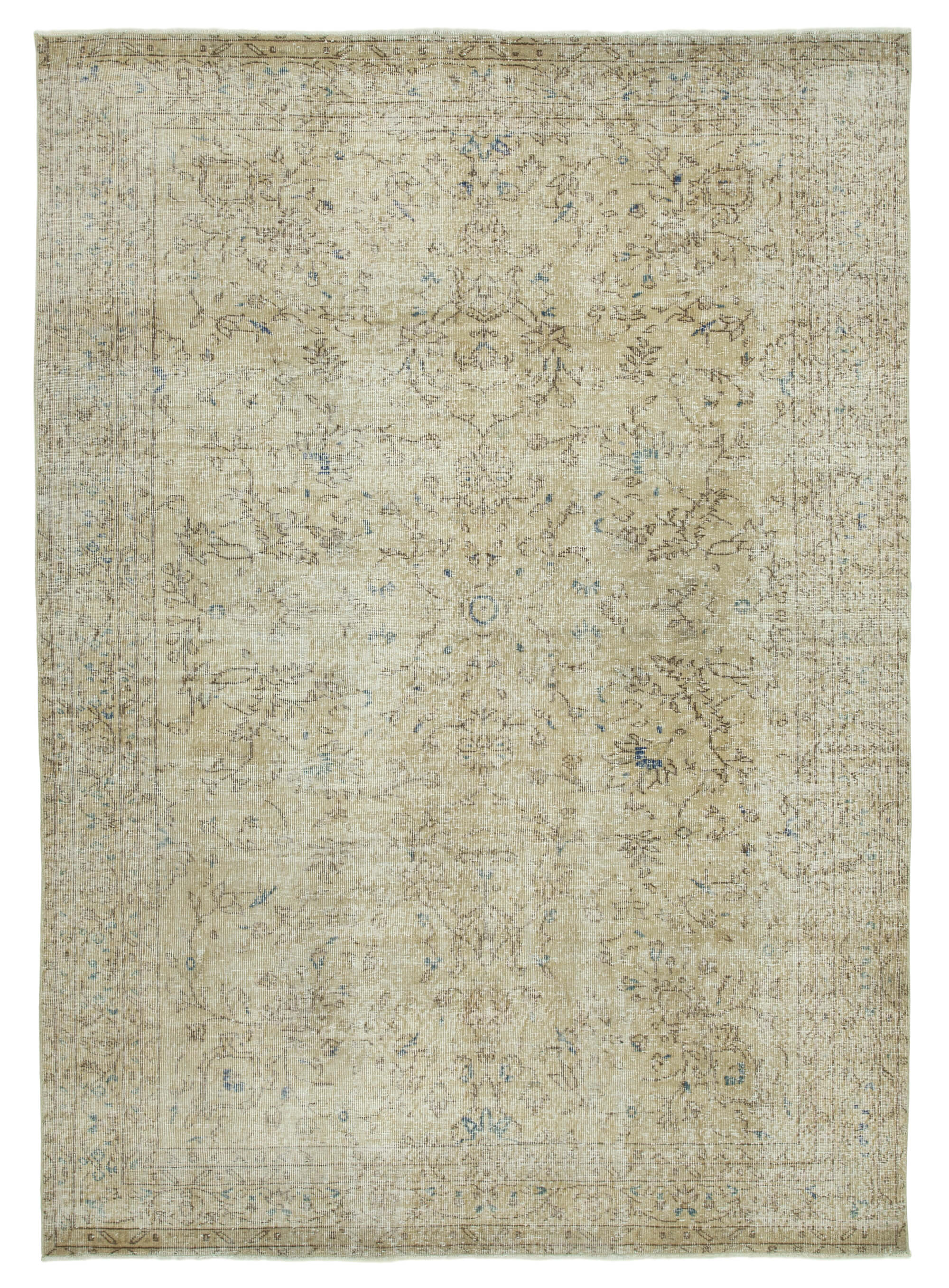 Handwoven wool anatolian beige rug 202 cm x 280 cm