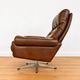 Vintage Danish mid-century brown leather swivel chair 1970s